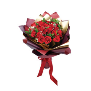 36 Pink & Red Roses In A Vase