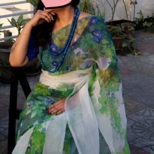 Hand painted Muslin saree
