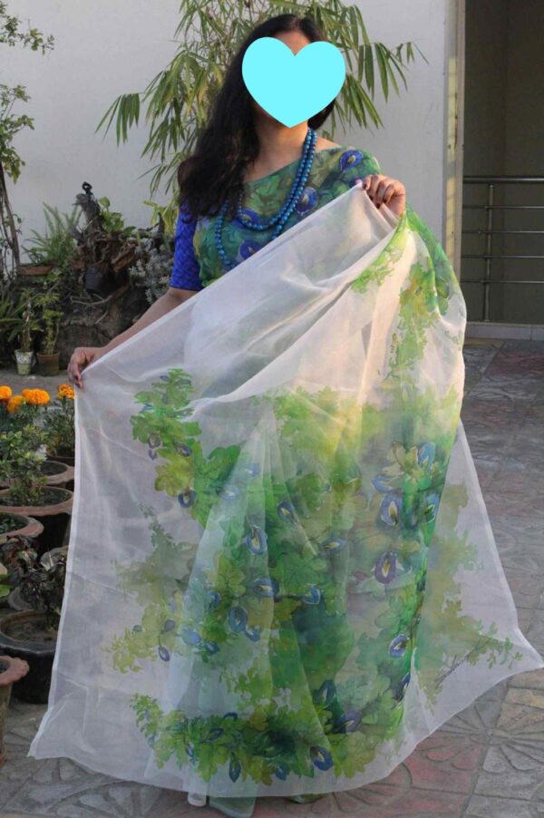 Hand painted Muslin saree - Image 3