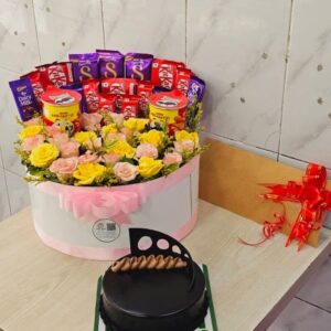 Snacks bouquet   with Chocolate Cake