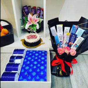 Customized Chocolate bouquet with Cake and Sharee package 