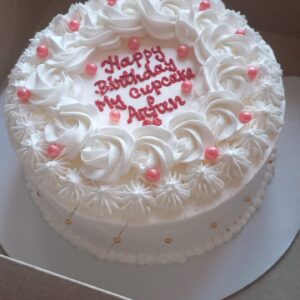 Red Velvet Cake with White Topping & Design